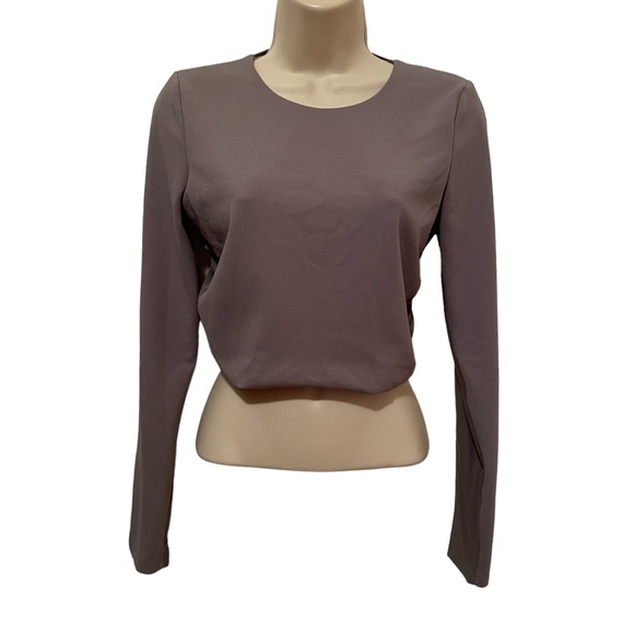 Zara Women’s Cropped Gray Open Back Mesh Adjustable Top Shirt Size Small - Picture 2 of 9